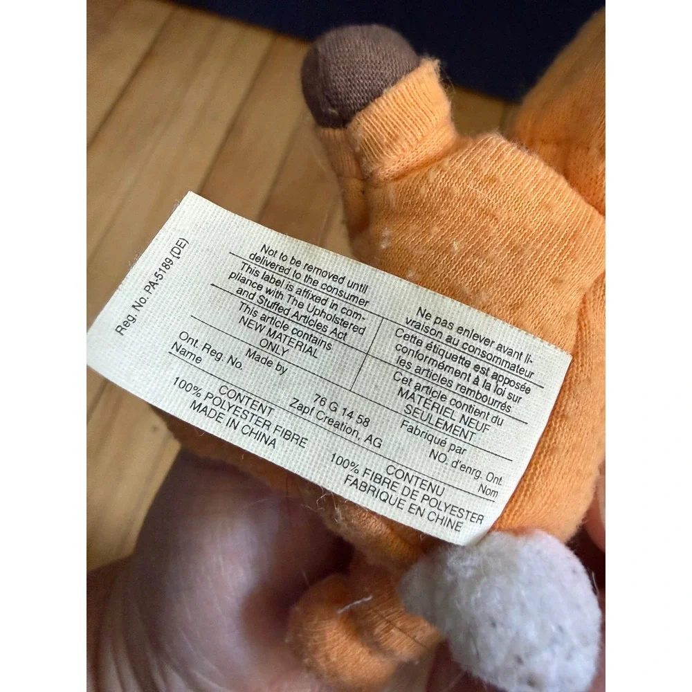 Zapf Creation Mini Baby Doll Orange Bunny Suit Plush Toy 5.5 Inch Brown Eyes